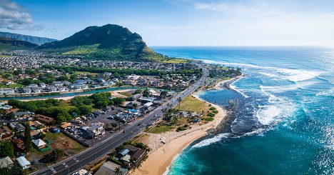 Aerial Panorama Of The West Coast Of Oahu Island Hawaii