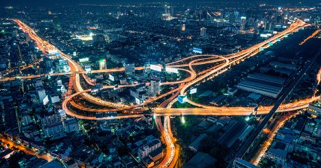 Urban Highway Lights At Night