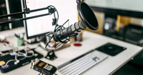 Microphone And Computer In The Recording Studio